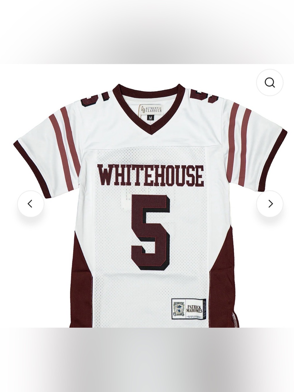 PATRICK MAHOMES WHITE HIGH SCHOOL FOOTBALL JERSEY (WHITE) - L